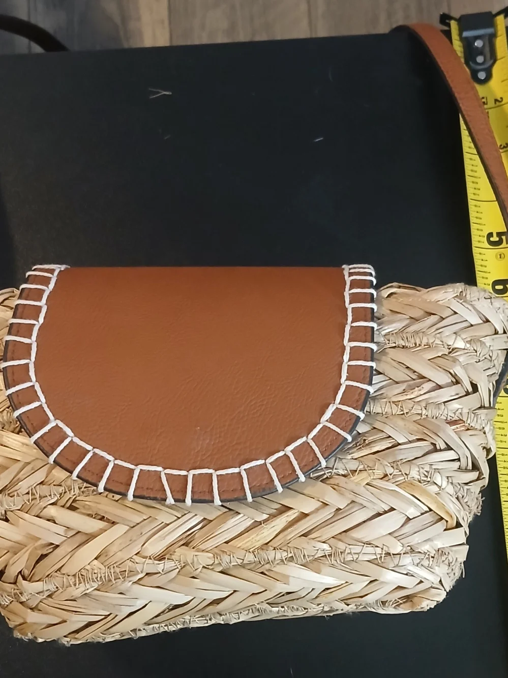 Universal Thread Brown Leather-Trim Woven Crossbody